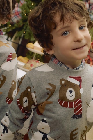 Fleece Sweater - Gemêleerd Grijs