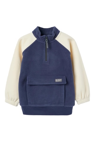 Fleece Sweater - Lichtbeige en Marineblauw