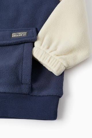 Fleece Sweater - Lichtbeige en Marineblauw