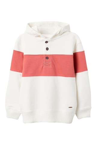 Sweater fleece met capuchon - Oranje en Wit