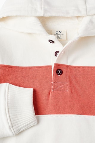Sweater fleece met capuchon - Oranje en Wit