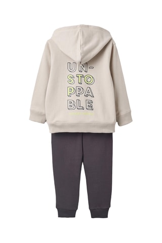 Sweater met Capuchon en Broek - Donkergijs en beige