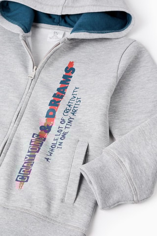 Sweater met Capuchon en Broek - Lichtgrijs en Kobaltblauw