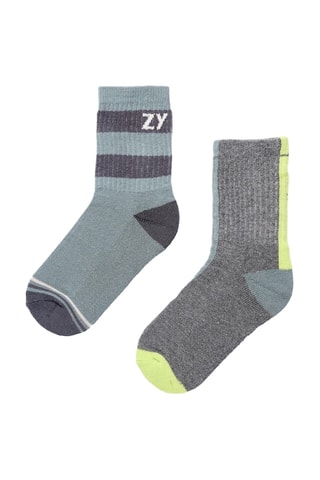 2 paires de chaussettes - Gris et vert