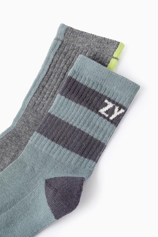 2 paires de chaussettes - Gris et vert