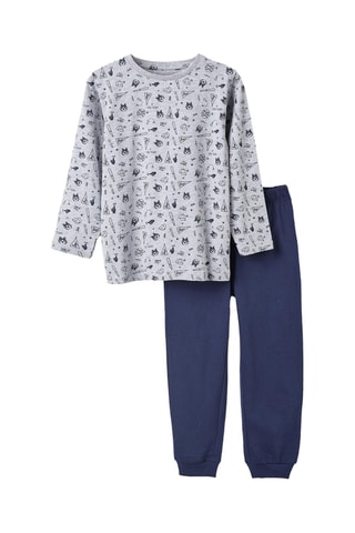 Pyjama - Gemêleerd Lichtgrijs en Marineblauw