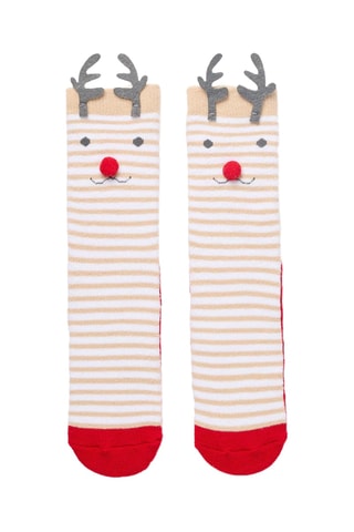 Chaussettes antidérapantes - Blanc et beige