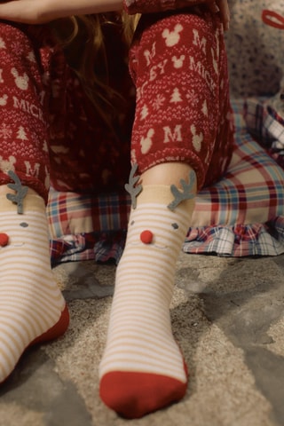 Chaussettes antidérapantes - Blanc et beige