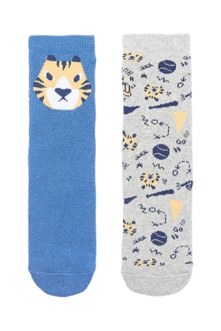 2 paires de chaussettes antidérapantes - Bleu cobalt et gris clair