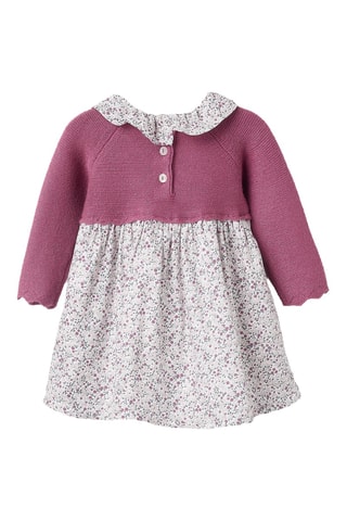 Jurk van 2 Materialen - Roze