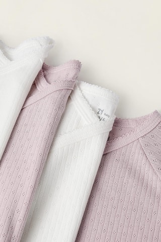 4 Rompertjes - Roze en wit