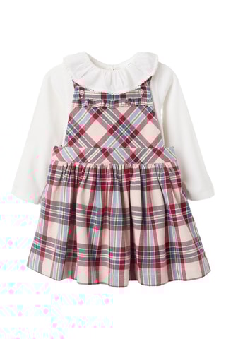 Robe-salopette et blouse - Blanc et rouge