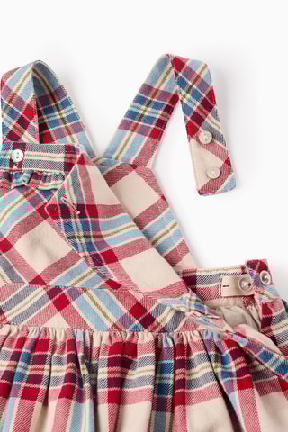 Robe-salopette et blouse - Blanc et rouge