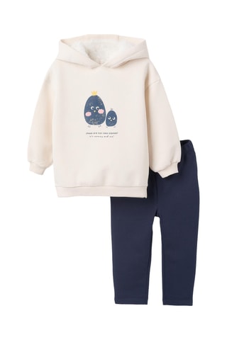 Sweat à capuche et pantalon - Beige clair