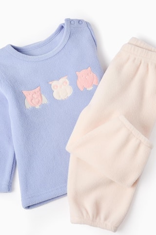 Pyjama polaire - Bleu clair et rose poudré