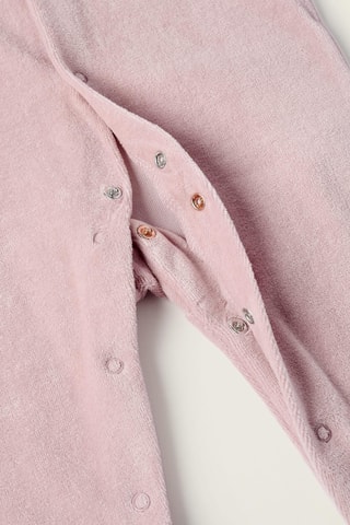 2 grenouillères en velours - Rose et blanc