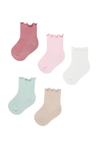 5 Paar Sokken - Roze en wit