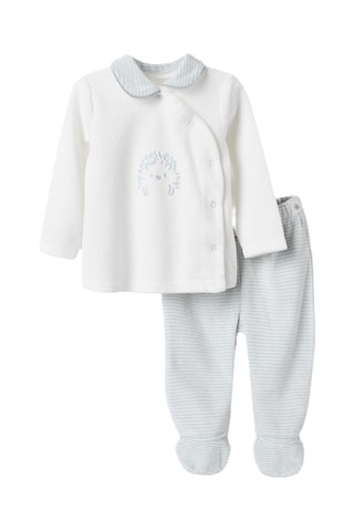 Pyjama en velours - Blanc et ciel