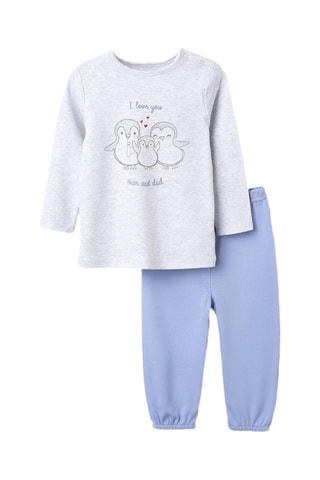 Pyjama - Gris clair chiné et ciel