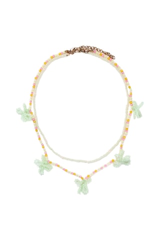 Ketting met Meerdere Rijen - Lichtbeige en Lichtgroen
