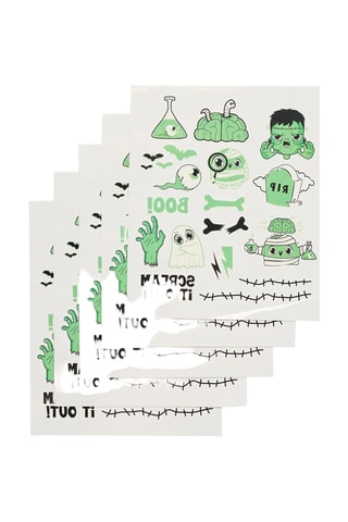 5 feuilles de tatouages éphémères - Noir et vert clair