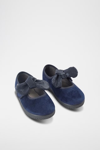 Velours Mary Janes - Marineblauw