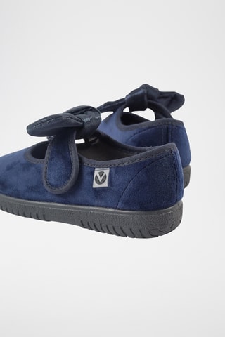 Velours Mary Janes - Marineblauw