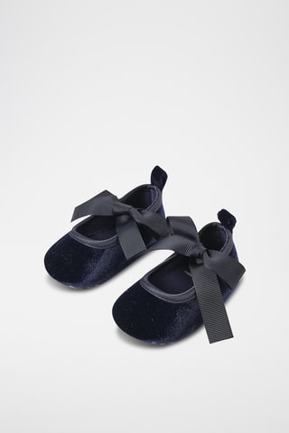 Velours Mary Janes - Donkerblauw