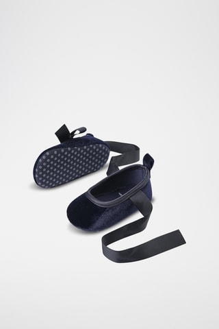 Velours Mary Janes - Donkerblauw