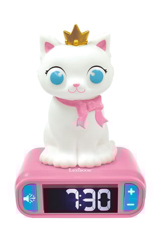 Despertador com luz de presença gato luminoso em 3D e efeitos sonoros - A partir dos 3 anos