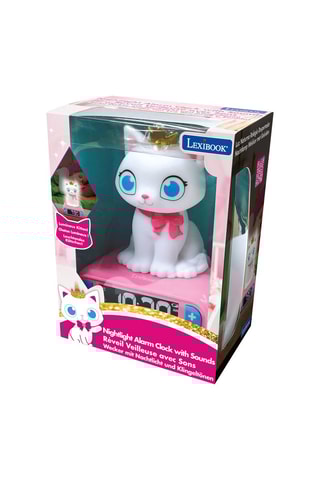 Despertador com luz de presença gato luminoso em 3D e efeitos sonoros - A partir dos 3 anos