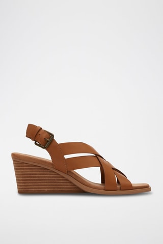 Sandales compensées en cuir Gracie - Beige