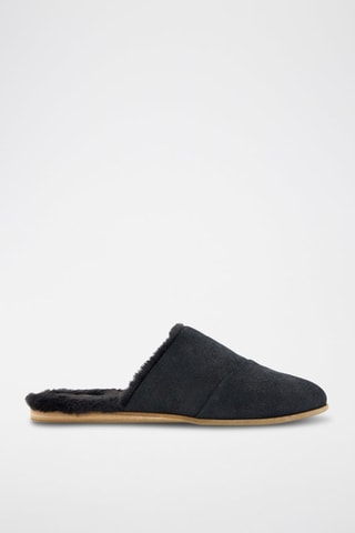 Mules fourrées en nubuck Jade - Noir