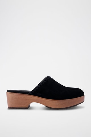 Mules à talons en nubuck Addison Clog - Noir