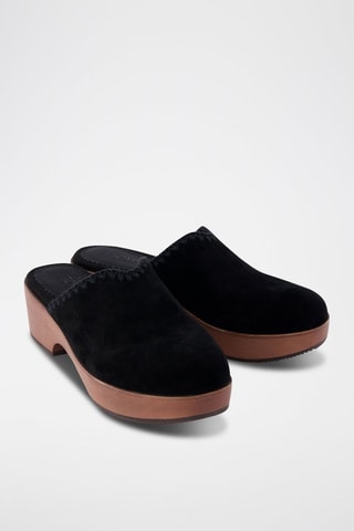 Mules à talons en nubuck Addison Clog - Noir