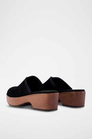 Mules à talons en nubuck Addison Clog - Noir