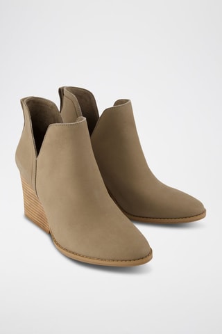 Bottines compensées en cuir Eliza - Beige