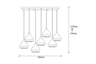 Suspension Yildo - Noir et doré - 7 x 40 W