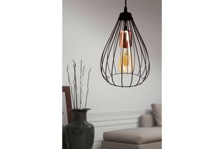 Candeeiro suspenso - Preto e dourado-rosa - 45-60 W