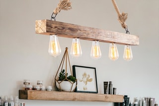 Candeeiro suspenso em madeira Erebos - Natural - 5 x 40 W