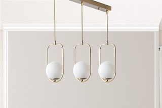 Candeeiro suspenso - Branco e cobre - 60 W