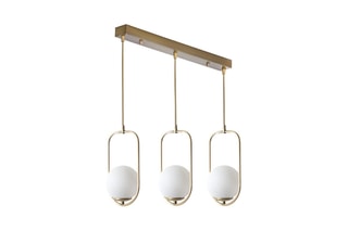Candeeiro suspenso - Branco e cobre - 60 W