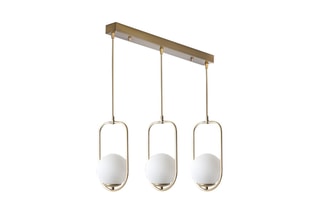 Candeeiro suspenso - Branco e cobre - 60 W