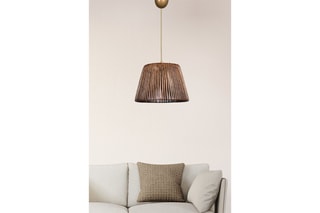 Candeeiro suspenso em madeira - Dourado e natural - 45-60 W