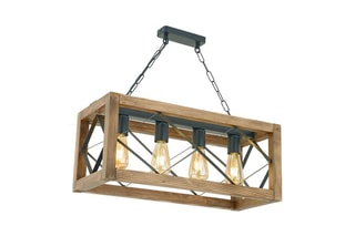 Suspension en bois de charme - Naturel et noir - 4 x 60 W