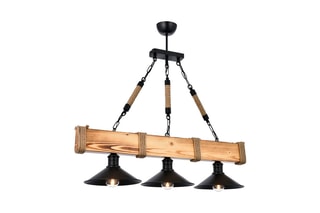 Candeeiro suspenso em madeira de carpa - Natural - 3 x 60 W
