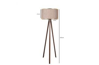 Lampadaire trépied - Marron et beige - 60 W - 140 cm