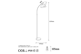 Lampadaire Varzan - Doré - 15 W - 162 cm