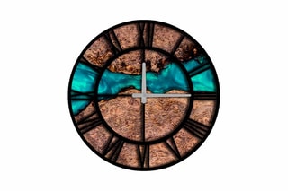 Relógio de parede Imitação madeira e preto