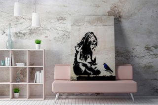 Quadro "Jeune fille à l'oiseau bleu" Banksy
